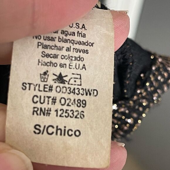 Windsor‎ gold black spaghetti strap long dress front slit, size small - Picture 5 of 16